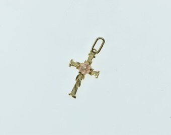 14K Black Hills Leaf Cross Christian Faith Charm/Pendant Yellow Gold