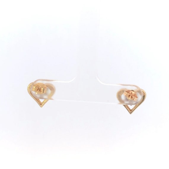 14K Diamond Cluster Vintage Heart Love Symbol Ear… - image 3