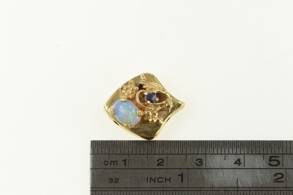 14K Opal Sapphire Floral Slide Bracelet Charm/Pen… - image 4