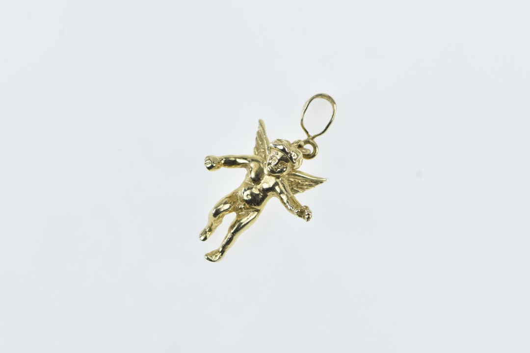 14K Cherub 3D Guardian Angel Baby Charm/pendant Yellow Gold Etsy