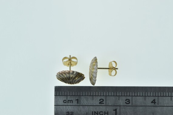 14K Scallop Sea Shell Black Hills Stud Earrings Y… - image 4