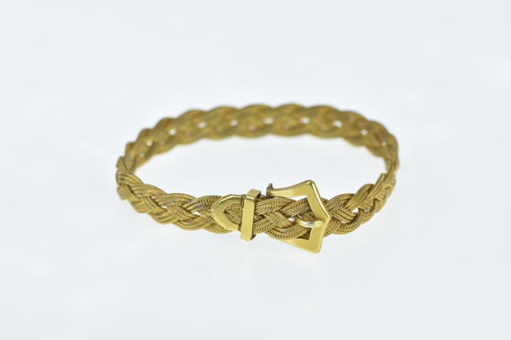 Gold Filled Vintage Woven Braid Mesh Chain Buckle… - image 1