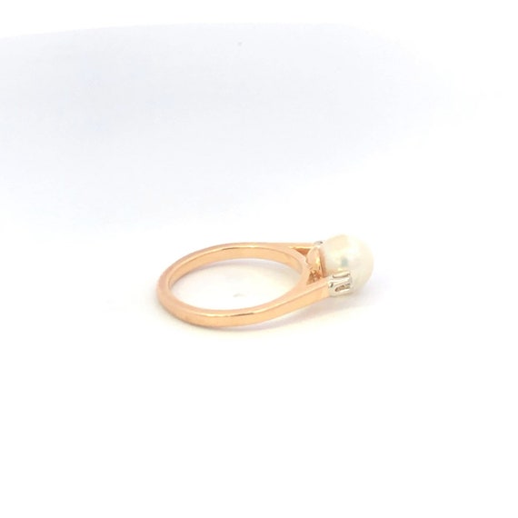 14K Pearl Diamond Classic Vintage Engagement Ring… - image 4