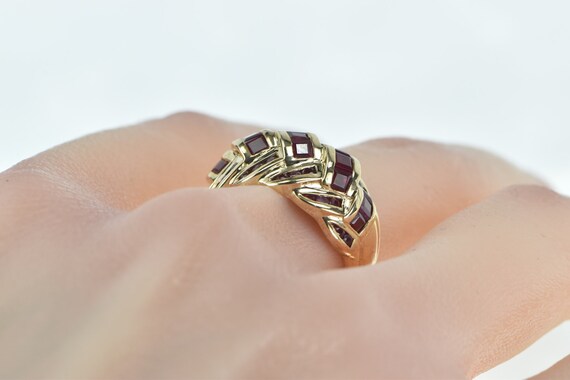 14K Ruby Encrusted Domed Knot Statement Band Ring… - image 6