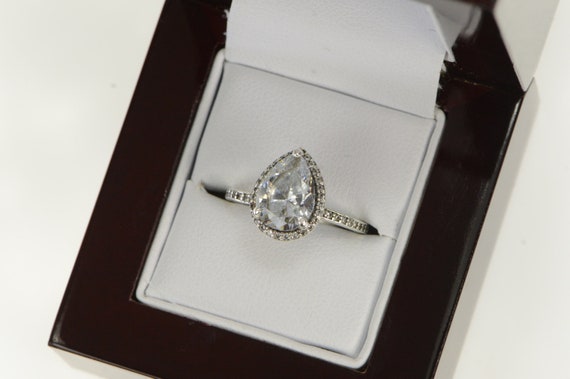 Buy Sterling Silver Pandora Sparkling Teardrop Halo Promise Ring Size 5.5 Online in India Etsy