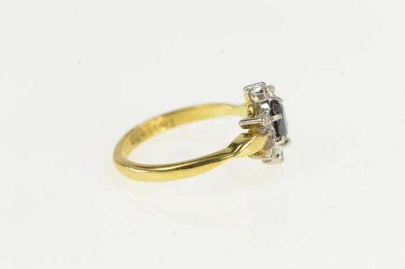 18K Sapphire Diamond Halo Engagement Ring Size 6.… - image 2