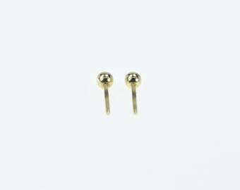 14K 3.0mm Vintage Ball Sphere Classic Stud Earrings Yellow