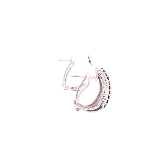 14K Black & White Diamond Criss Cross Hoop Earrin… - image 4