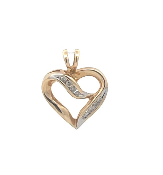 14K Diamond Heart Love Symbol Romantic Pendant Yel