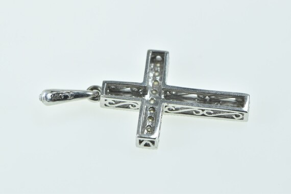 14K Vintage Diamond Cross Christian Faith Pendant… - image 3