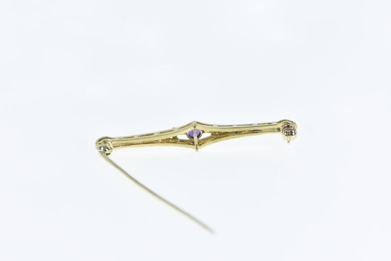 14K Art Deco Amethyst Ornate Classic Pin/Brooch Y… - image 2