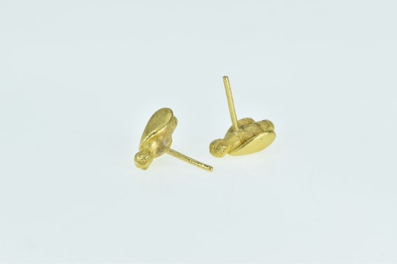 18K Bumble Bee Brushed Finish Vintage Stud Earrin… - image 2