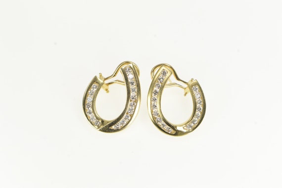 14K 1.36 Ctw Diamond Curved Loop Statement Earrin… - image 1