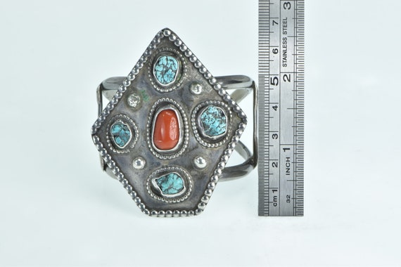 Sterling Silver Southwestern Turquoise Coral Orna… - image 4