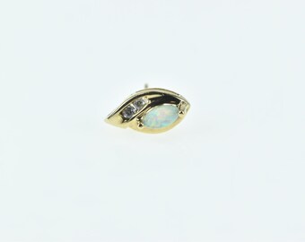 10K Single Marquise Opal Diamond Stud Earring Yellow Gold