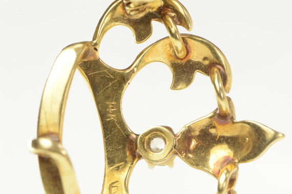14K Victorian Diamond Seed Pearl Crown Pin/Brooch… - image 3