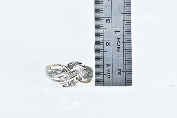 14K Wavy Criss Cross Layered Diamond Band Ring Si… - image 4