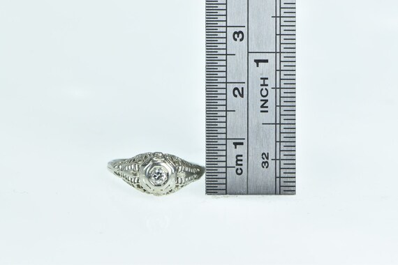 18K Art Deco Filigree Diamond Engagement Ring Siz… - image 4