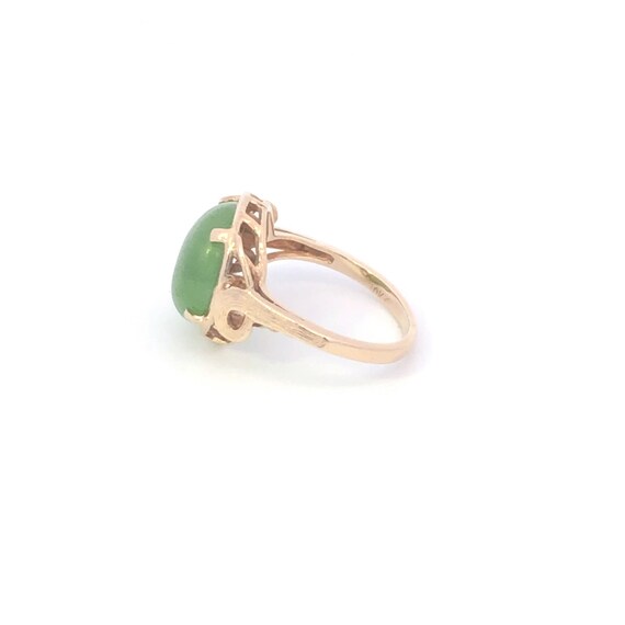 10K Carved Jadeite Cabochon Vintage Cocktail Ring… - image 2