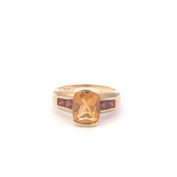 10K Faceted Citrine Garnet Vintage Statement Ring 