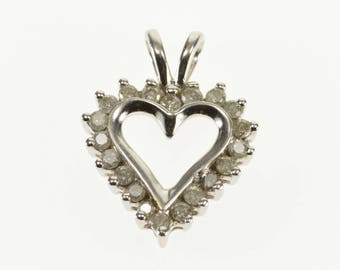 10k Diamond Encrusted Heart Cut Out Pendant Gold