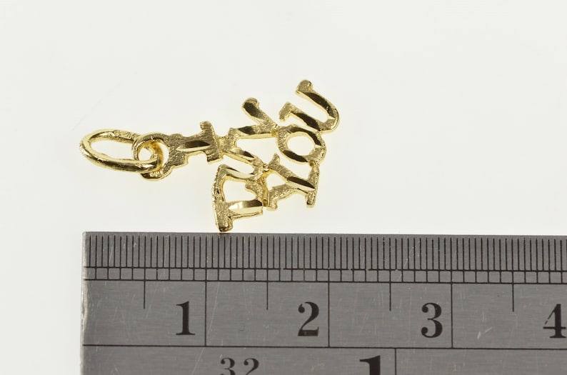14K I Luv You Love Word Cut Out Romantic Cute CharmPendant Yellow Gold