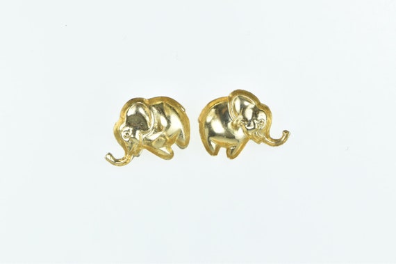 14K Elephant Animal Memory Symbol Stud Earrings Y… - image 2