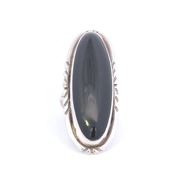 Sterling Silver Gilo Grace Nakai Black Onyx Statement Ring Size 9.5