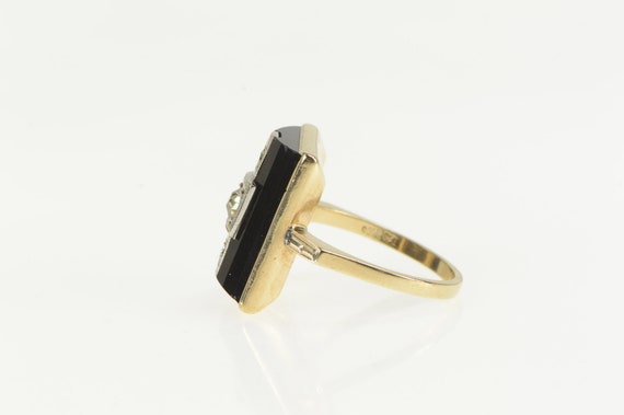 10K 1950's Black Onyx CZ Diamond Statement Ring S… - image 2