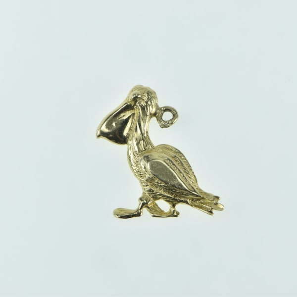 14K Pelican Coastal Tropical Bird Animal Charm/Pendant Yellow Gold