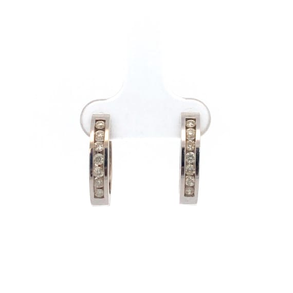 14K 0.42 Ctw Diamond Channel 17.6mm Hoop Earrings… - image 1