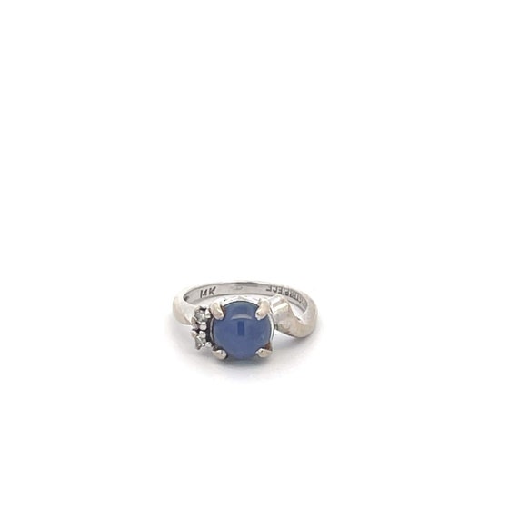 14K 1960's Syn. Star Sapphire Diamond Bypass Ring 