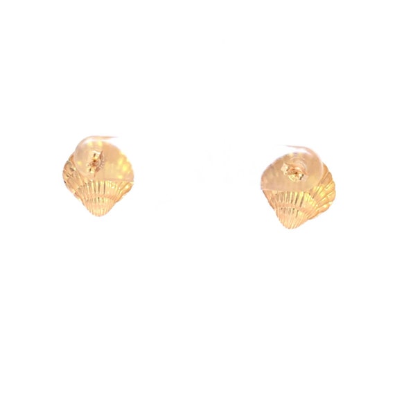 14K Scallop Sea Shell Ocean Beach Motif Stud Earr… - image 3