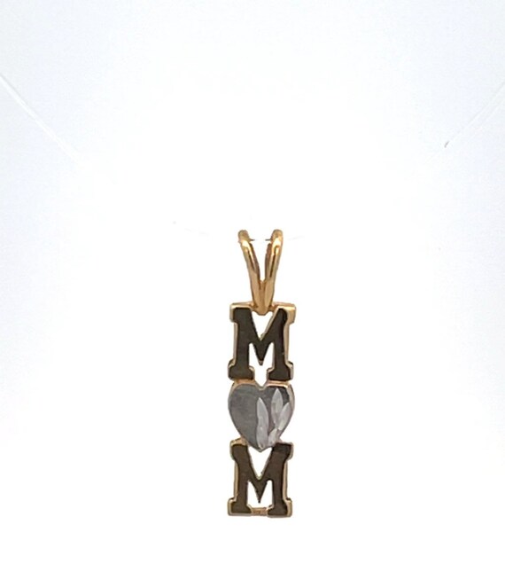 14K Mom Two Tone Heart Mother's Day Vintage Penda… - image 1