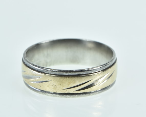 Sterling Silver 7.0mm Two Tone 10k Gold Men's Ban… - image 1