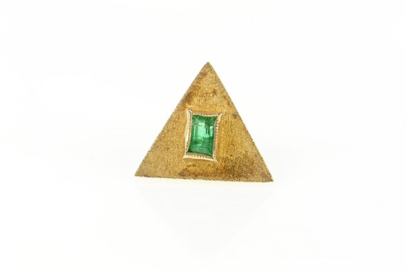 18K Columbian Emerald Triangle Textured Lapel Pin/
