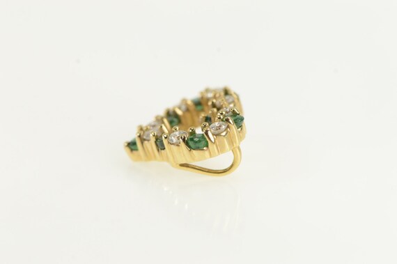 14K Diamond Emerald Heart Love Symbol Pendant Yel… - image 2