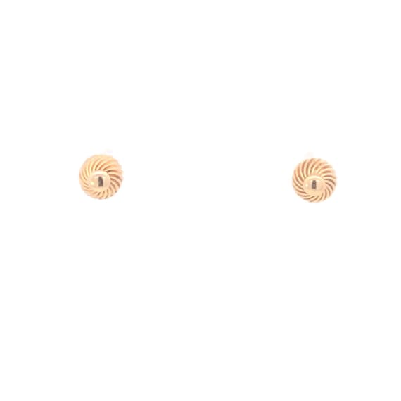14K Puffy Twist Vintage Ball Round Stud Earrings … - image 1