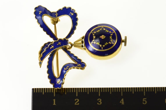 18K Altair Ornate Victorian Blue Enamel Watch Bow… - image 4