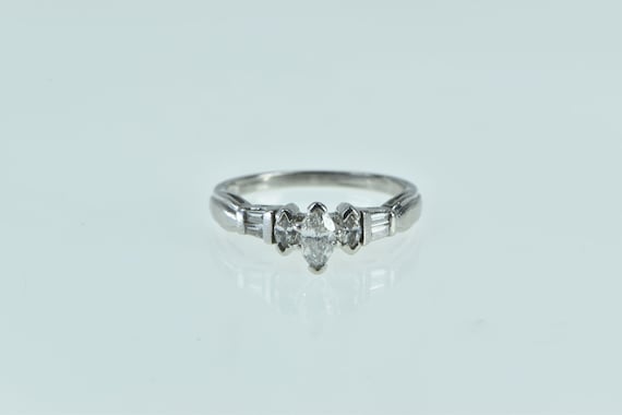 Platinum 0.50 Ctw Marquise Diamond Engagement Rin… - image 1