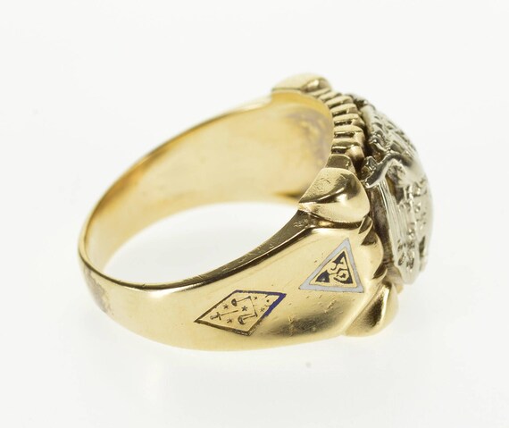 10k Two Tone Ornate 32nd Degree Masonic Eagle Ring Gold Etsy