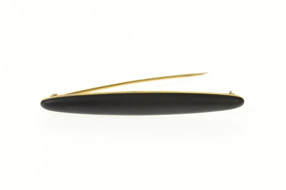 14K Satin Finish Black Enamel Retro Rounded Bar P… - image 1