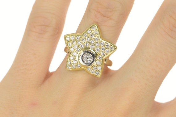 14K 1.50 Ctw Diamond Pave Star Statement Ring Siz… - image 5