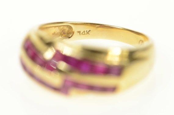 14K Princess Natural Ruby Encrusted Band Ring Siz… - image 3