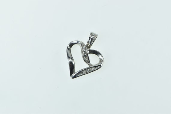 10K Vintage Diamond Curvy Heart Love Symbol Penda… - image 1