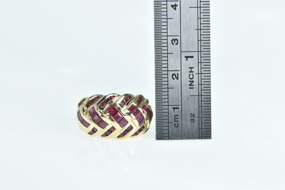 14K Ruby Encrusted Domed Knot Statement Band Ring… - image 4