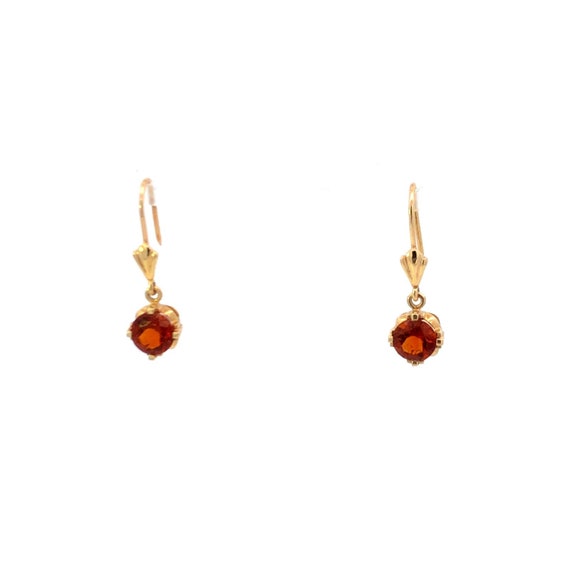 14K Syn. Orange Sapphire Ornate Dangle Earrings Y… - image 1