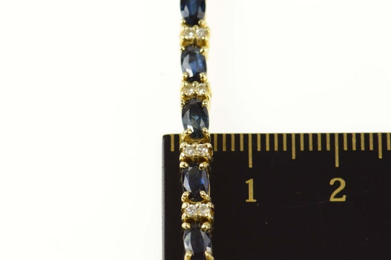 14K Oval Sapphire Diamond Accent Tennis Bracelet … - image 4