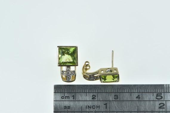 14K Princess Peridot Diamond Cross Stud Earrings … - image 4