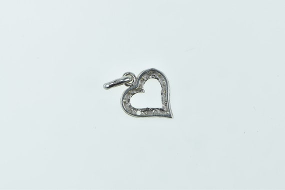 14K Vintage Diamond Heart Love Symbol Charm/Penda… - image 2
